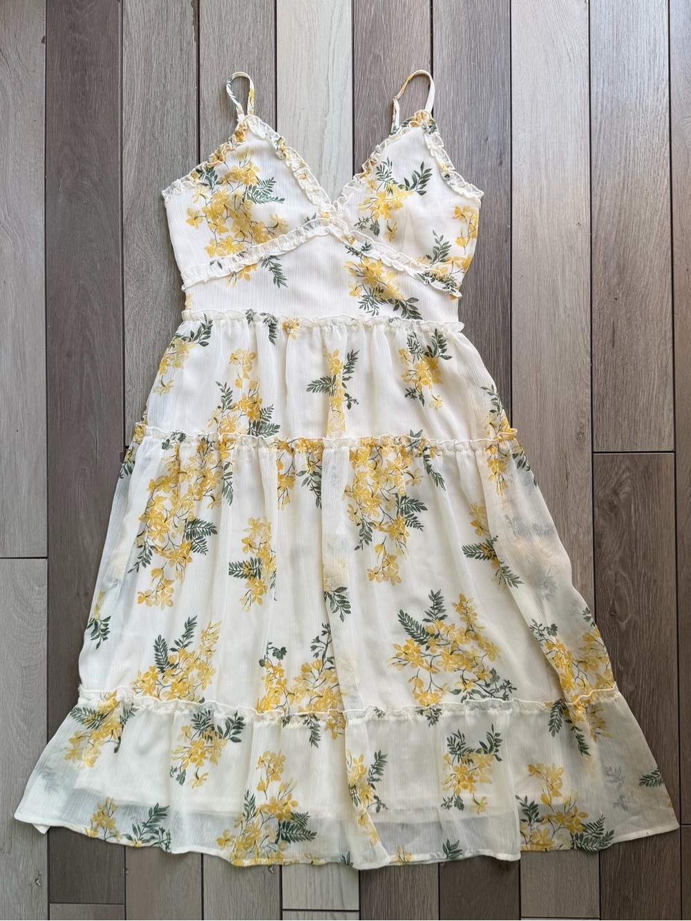 Blu Pepper Be Happier Cream Floral Midi Dress
